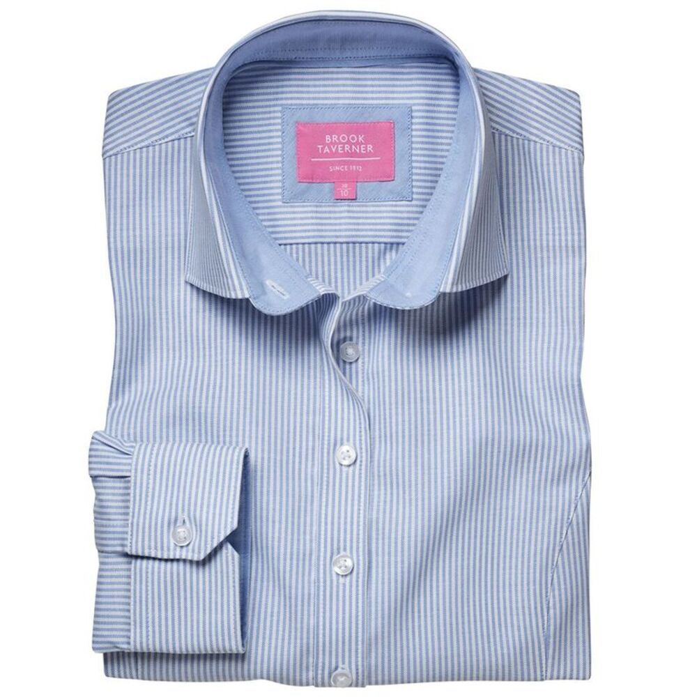 Brook Taverner Womens/Ladies Mirabel Striped Oxford Stretch Shirt / Sky Blue